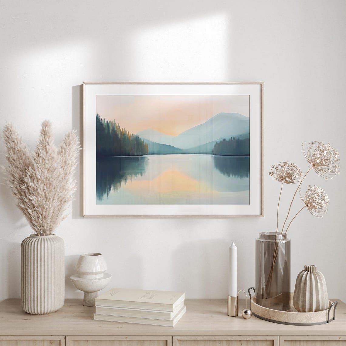 Misty Blue Mountain Lake At Dawn With Pine Forest Scenery Poster - Image 6