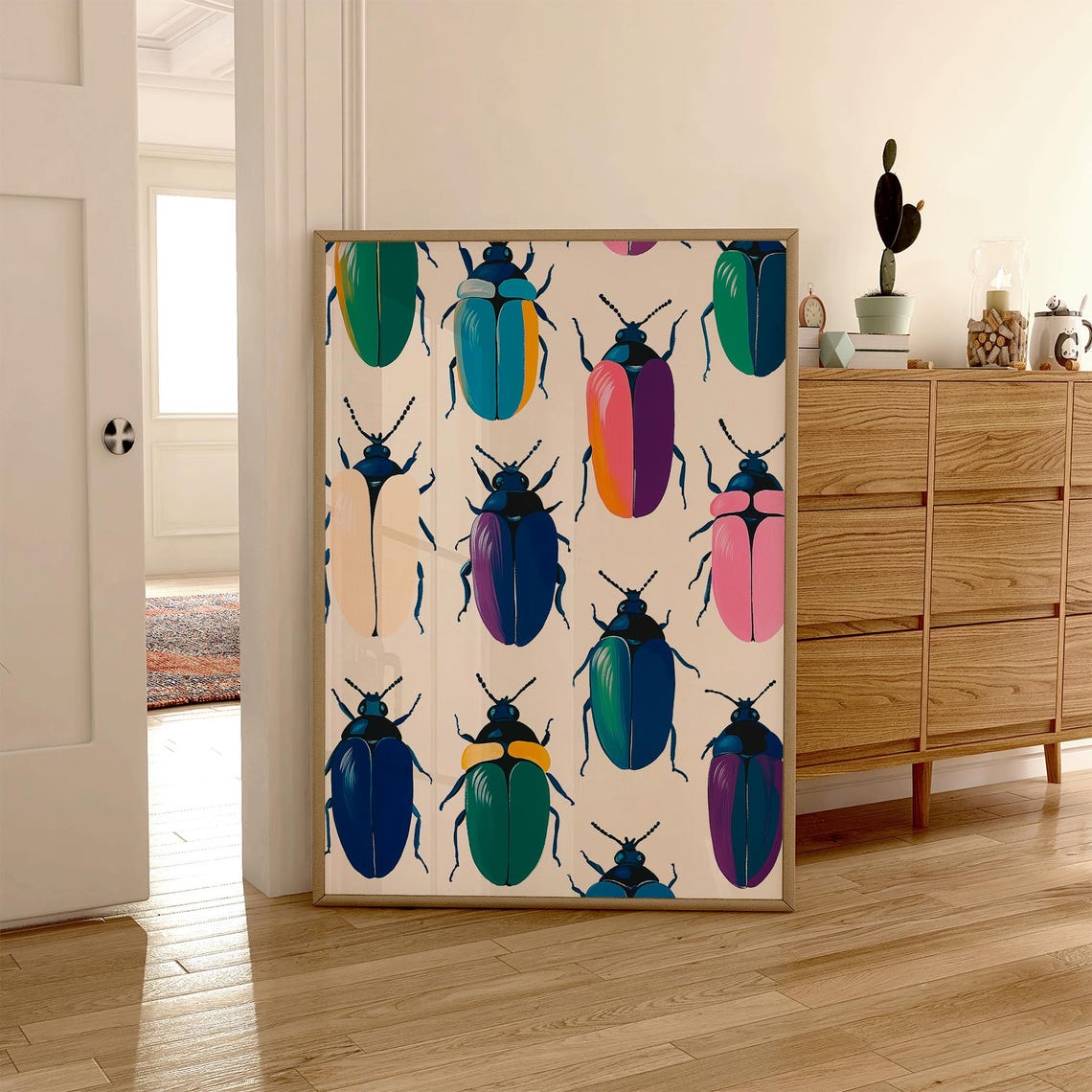 Colorful Beetles Specimen Pattern Rainbow Dopamine Decor Poster - Image 6