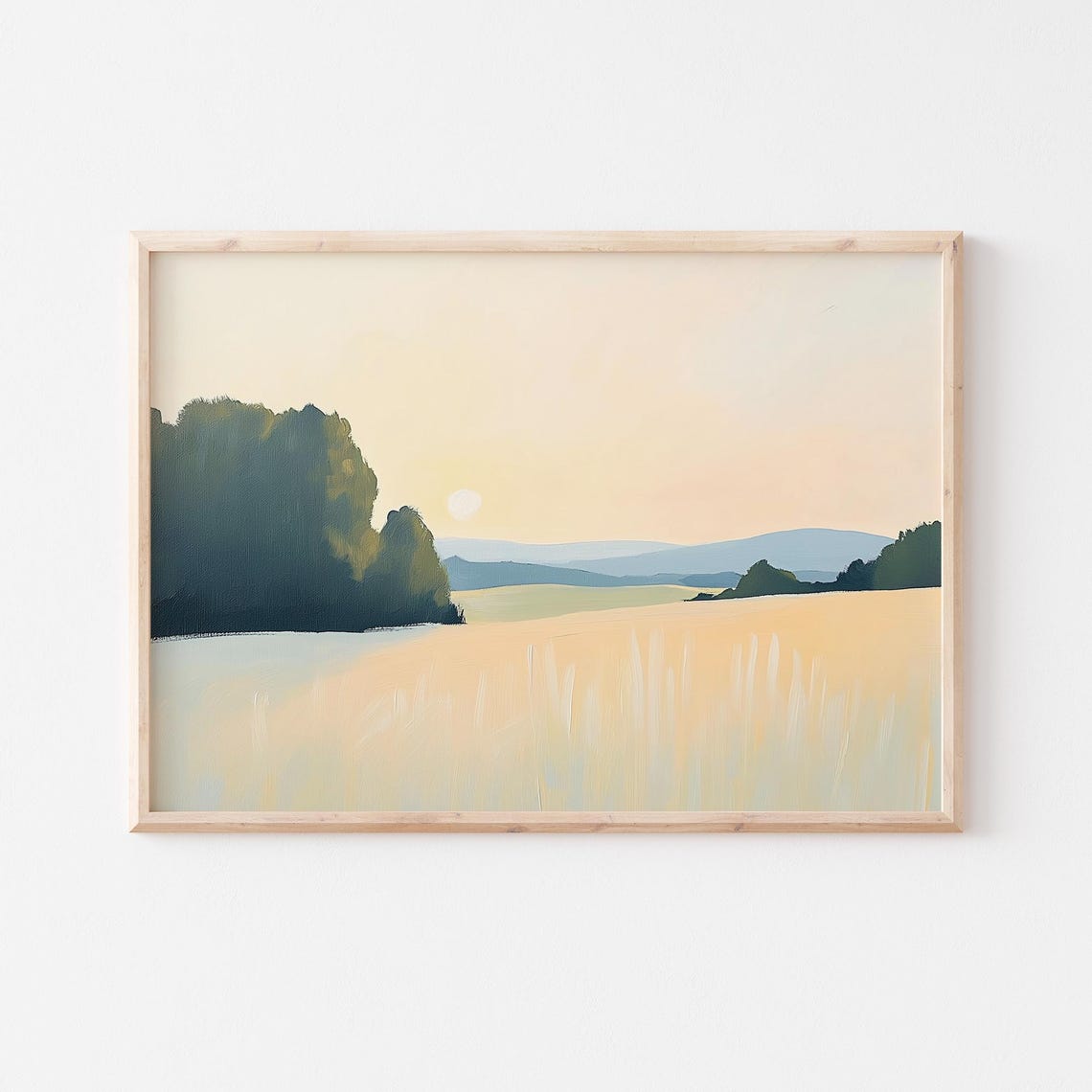 Peaceful Prairie Field At Sunset Under Soft Peach Sky Poster - Image 5