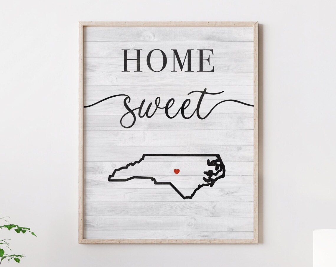 Home Sweet North Carolina Rustic White Shiplap State Sign Poster