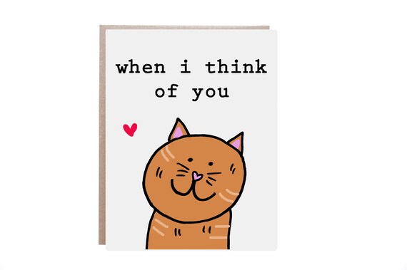 When I Think of You Big Smiling Orange Cat Love Card Art Poster