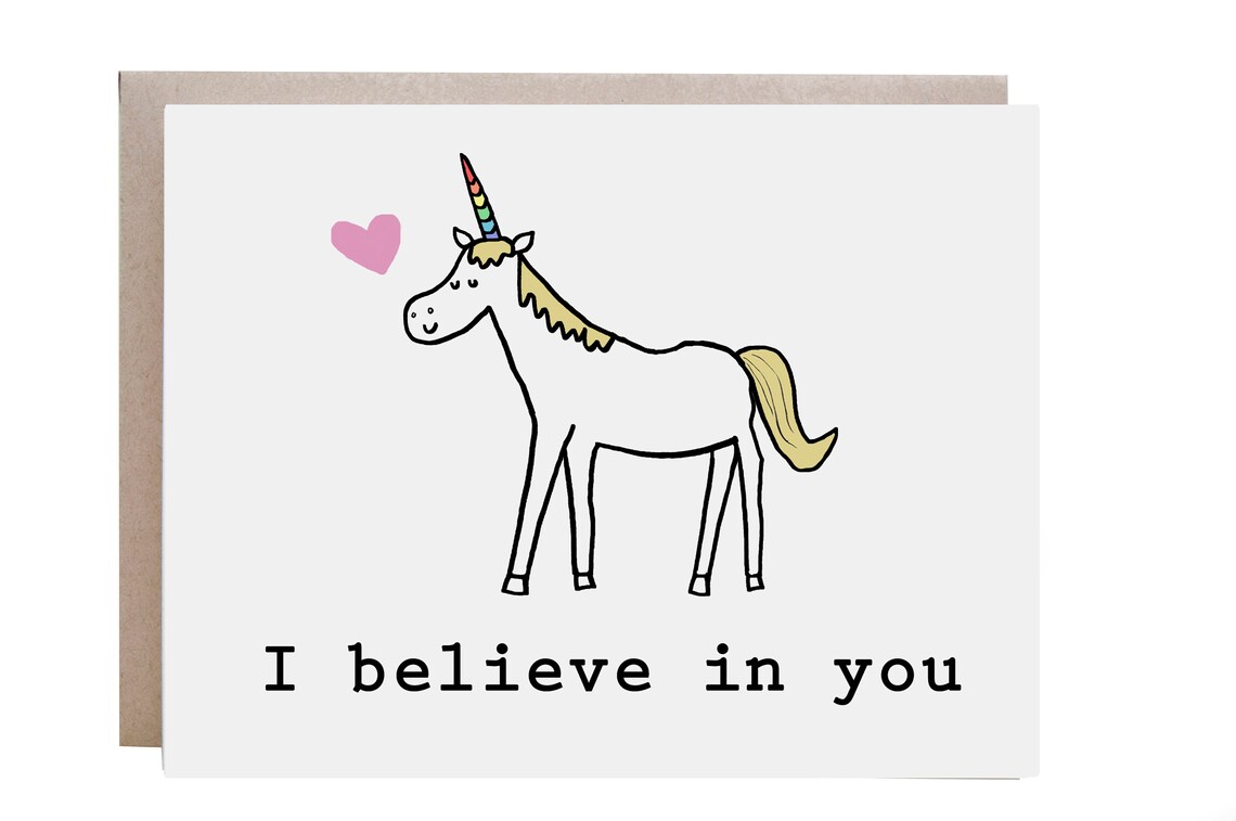 Sweet I Believe in You Unicorn Encouragement Card Wall Art Gift