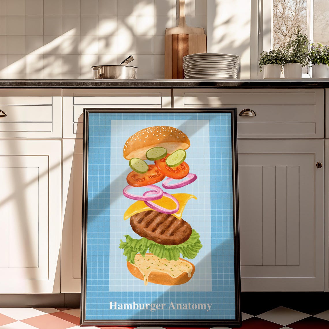 Hamburger Anatomy Exploded Burger Food Illustration Wall Art - Image 5
