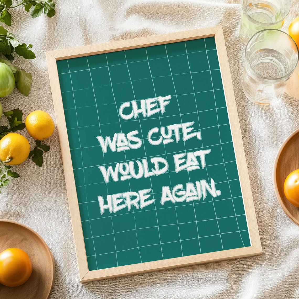 Chef Was Cute Would Eat Here Again Print Aesthetic Kitchen Decor Cute Cooking Art Kitchen Wall Art Poster Chef Art Print Typography Art - Image 9