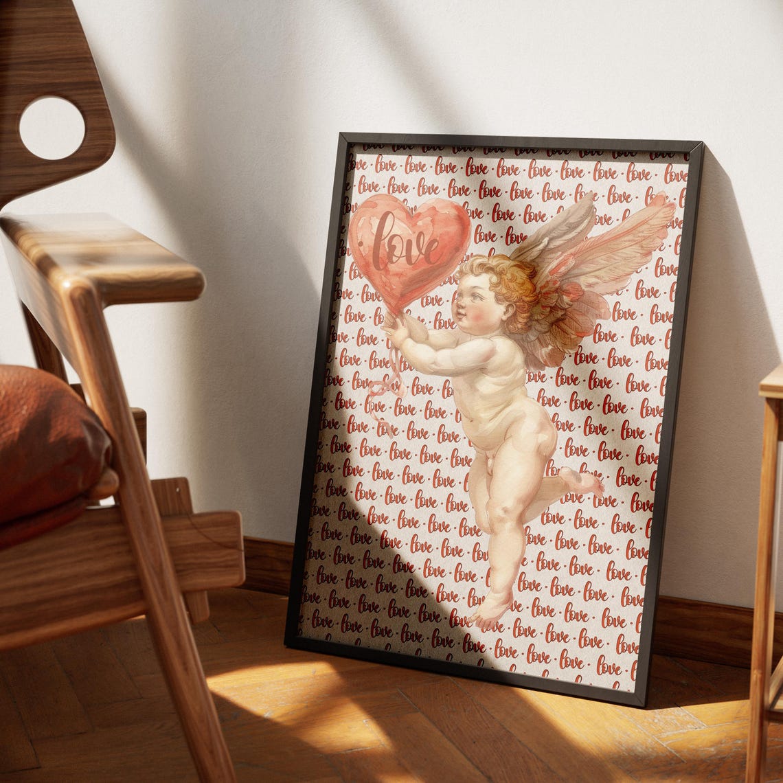 Cupids Love Balloon Wall Art Love Print Valentines Day Decor Romantic Wall Art Cute Poster Retro Wall Decor Typography Art - Image 3