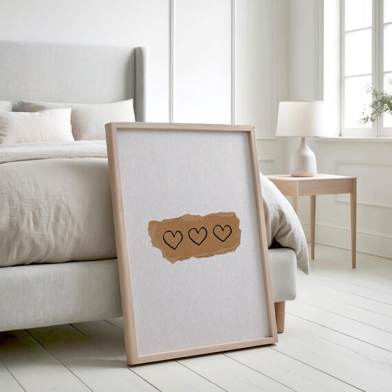 Minimalist Hearts Wall Art Heart Print Cute Valentines Day Decor Home Love Sign Poster
