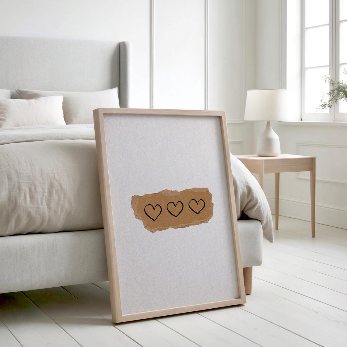Minimalist Hearts Wall Art Heart Print Cute Valentines Day Decor Home Love Sign Poster