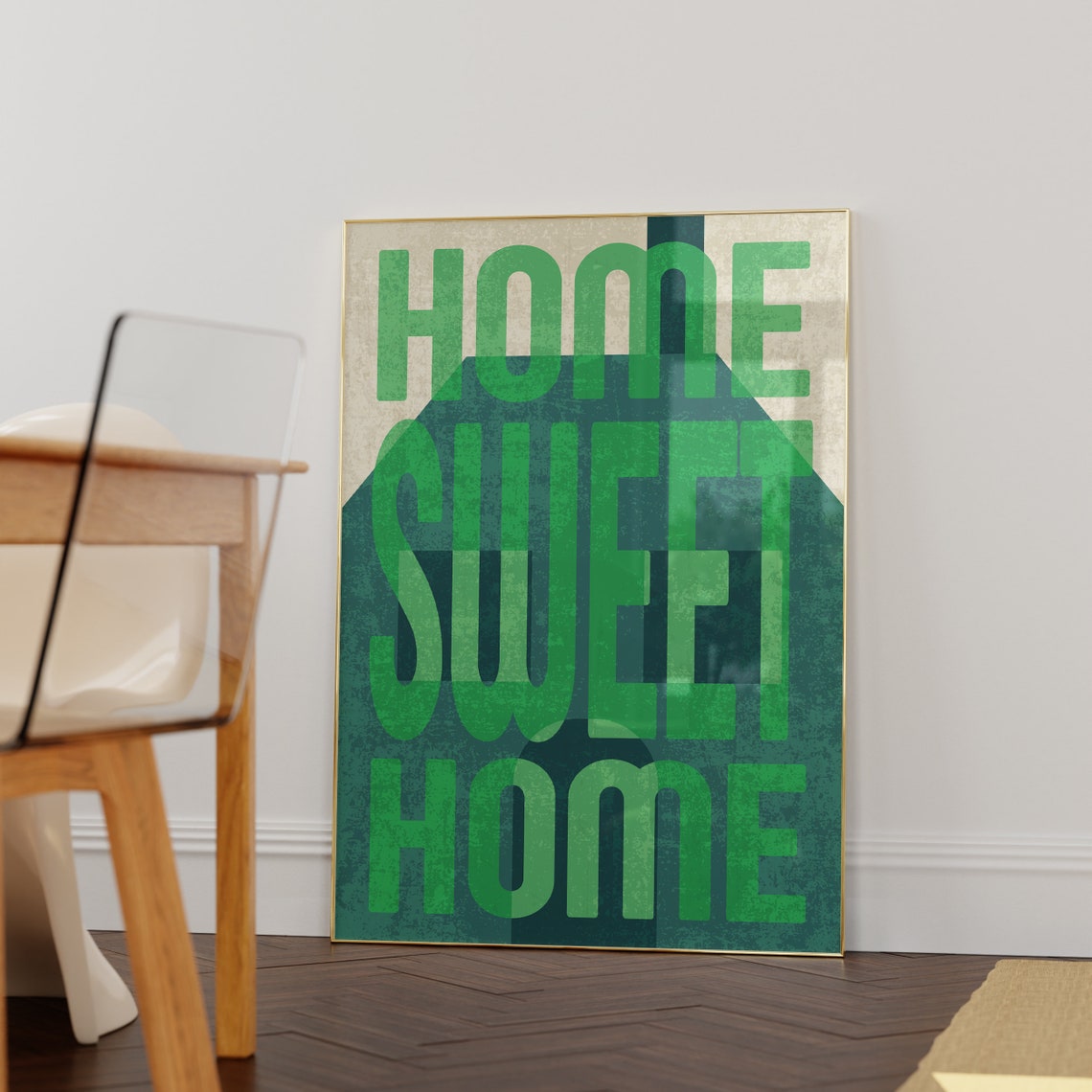 Home Sweet Home Distressed Green Vintage Block Lettering Poster - Image 2