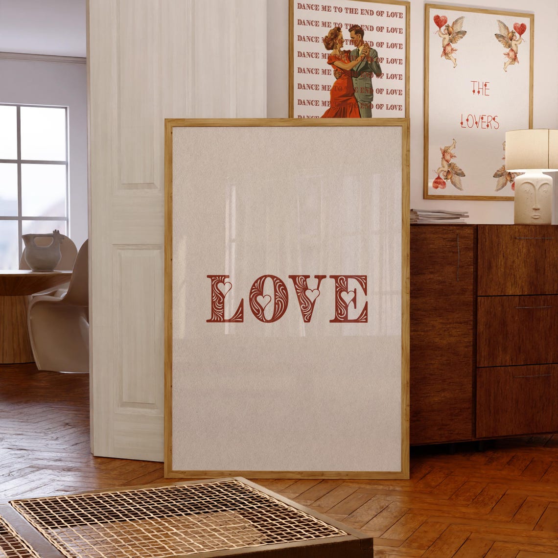 Love Red Ornamental Typography Minimalist Valentines Wall Art - Image 7