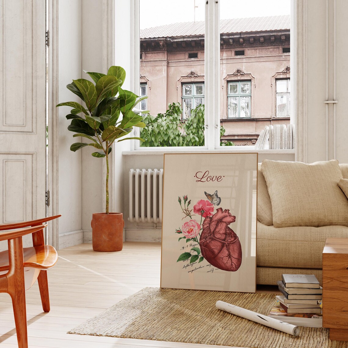 Anatomical Heart With Roses Butterfly Vintage Botanical Love Poster - Image 6