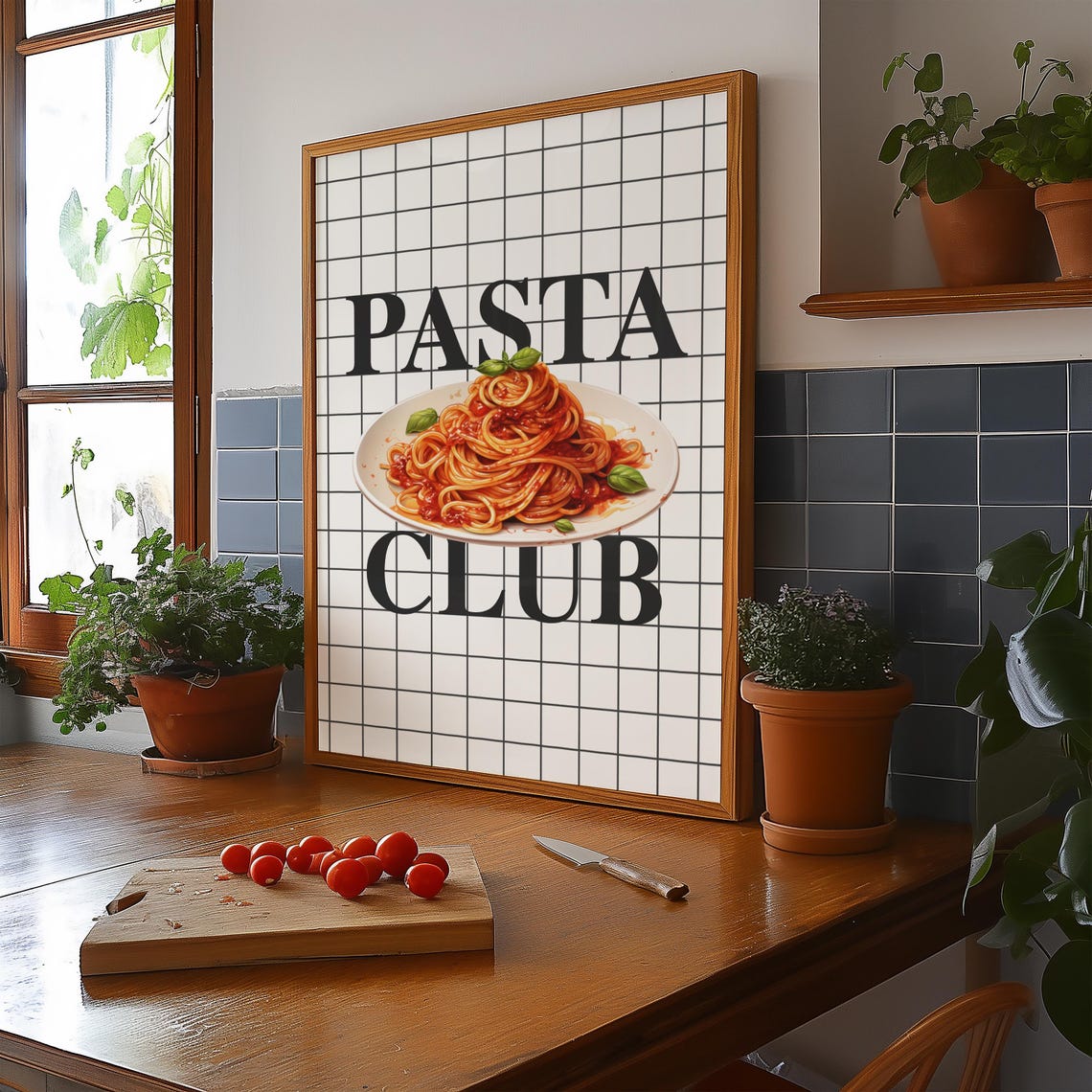 Funny Trendy Pasta Club Spaghetti Plate Italian Kitchen Wall Art - Image 3