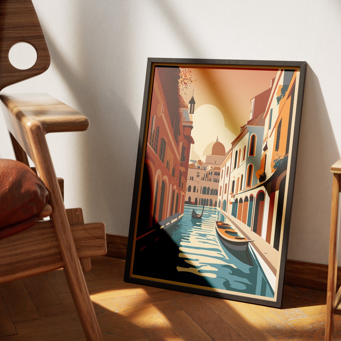 Venice Grand Canal Gondola Sunset Illustration Travel Poster - Image 4