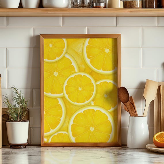 Lemon Slices Kitchen Art Print Abstract Citrus Illustration
