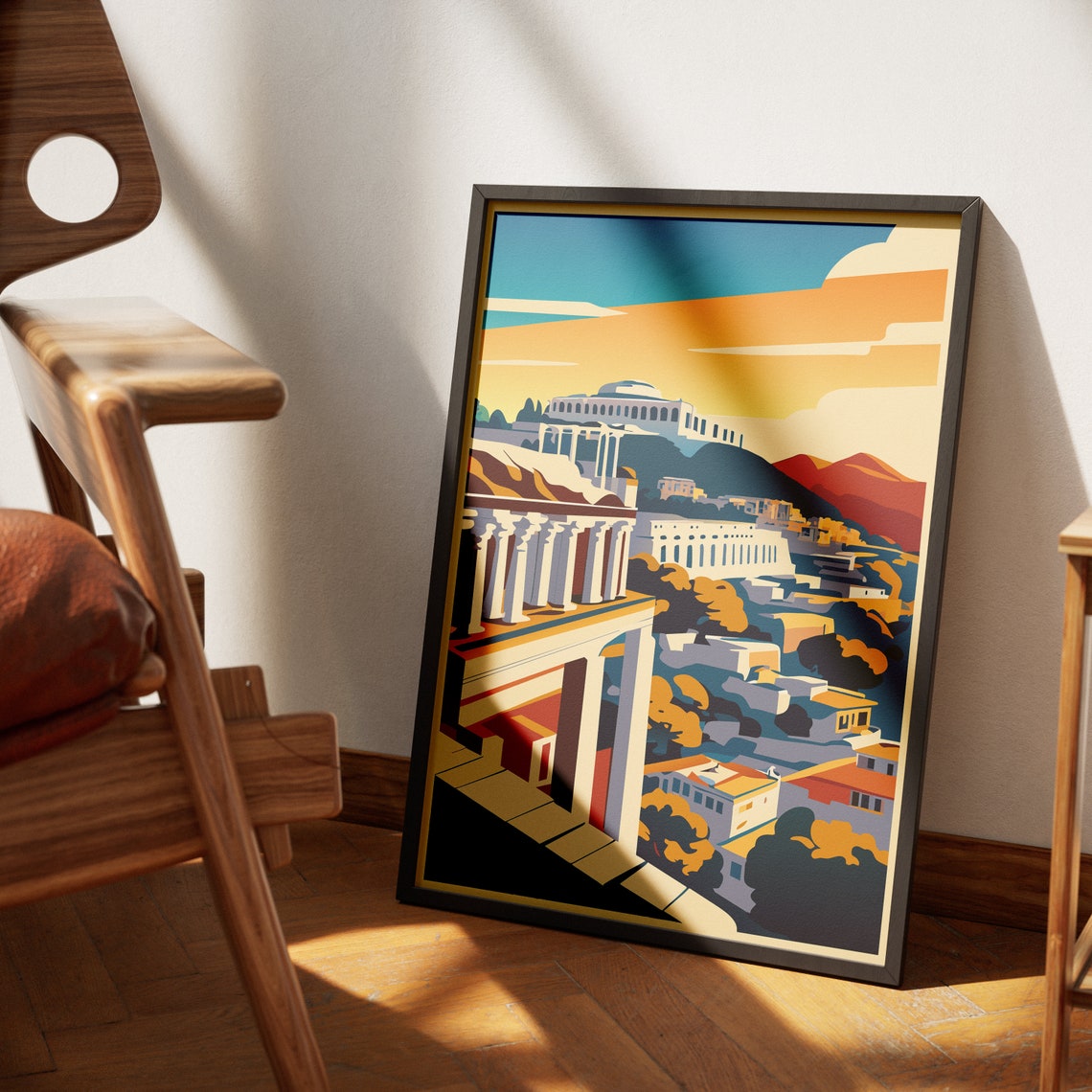 Athens Acropolis Parthenon Golden Hour Illustration Travel Poster - Image 4