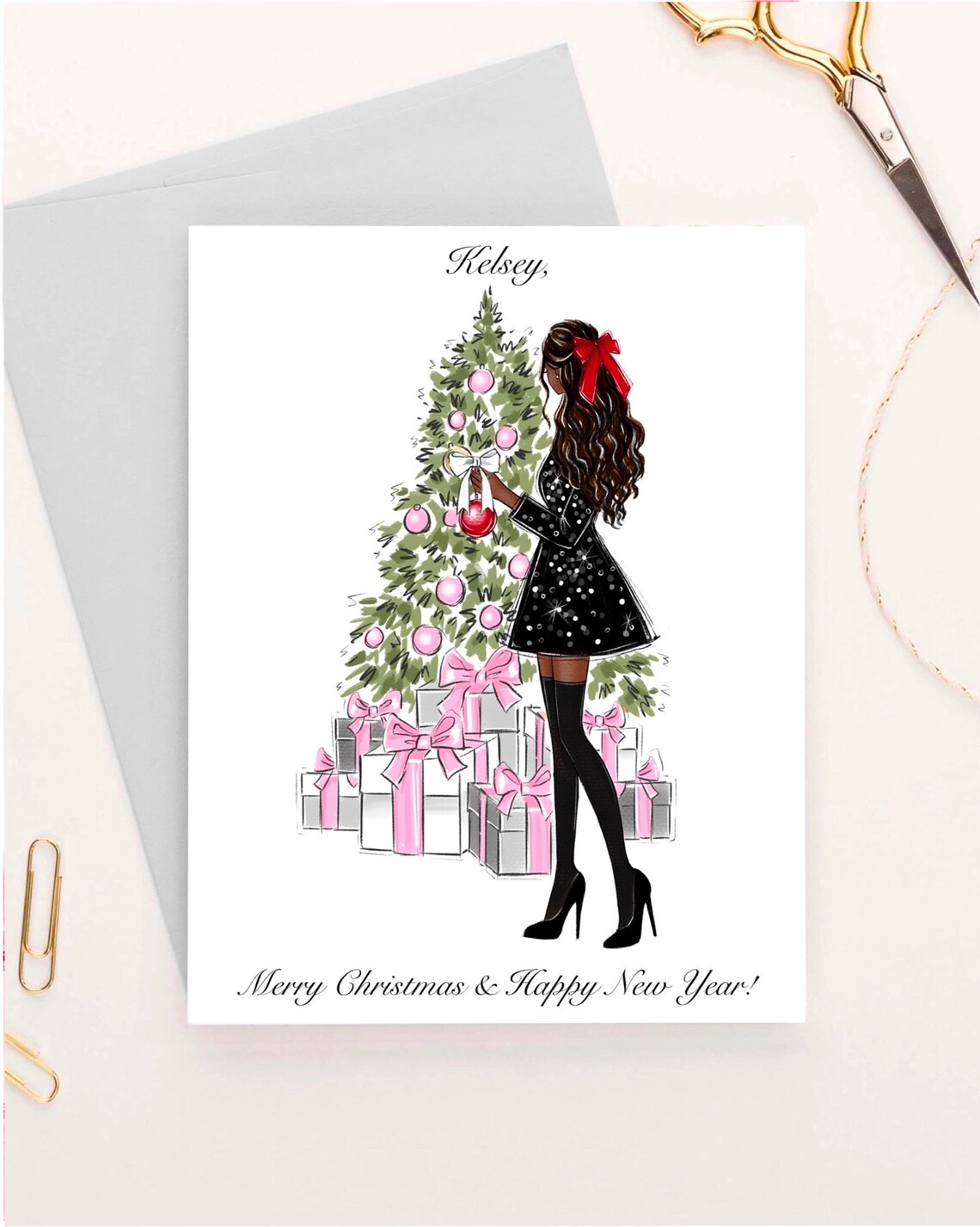Personalized Christmas Greeting Card Fashion Illustration - Image 3