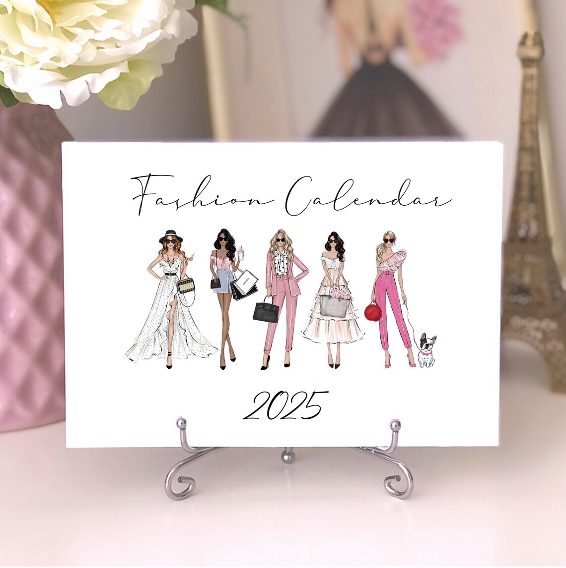 Fashion Illustrated 2025 Mini Calendar, Desk Decor