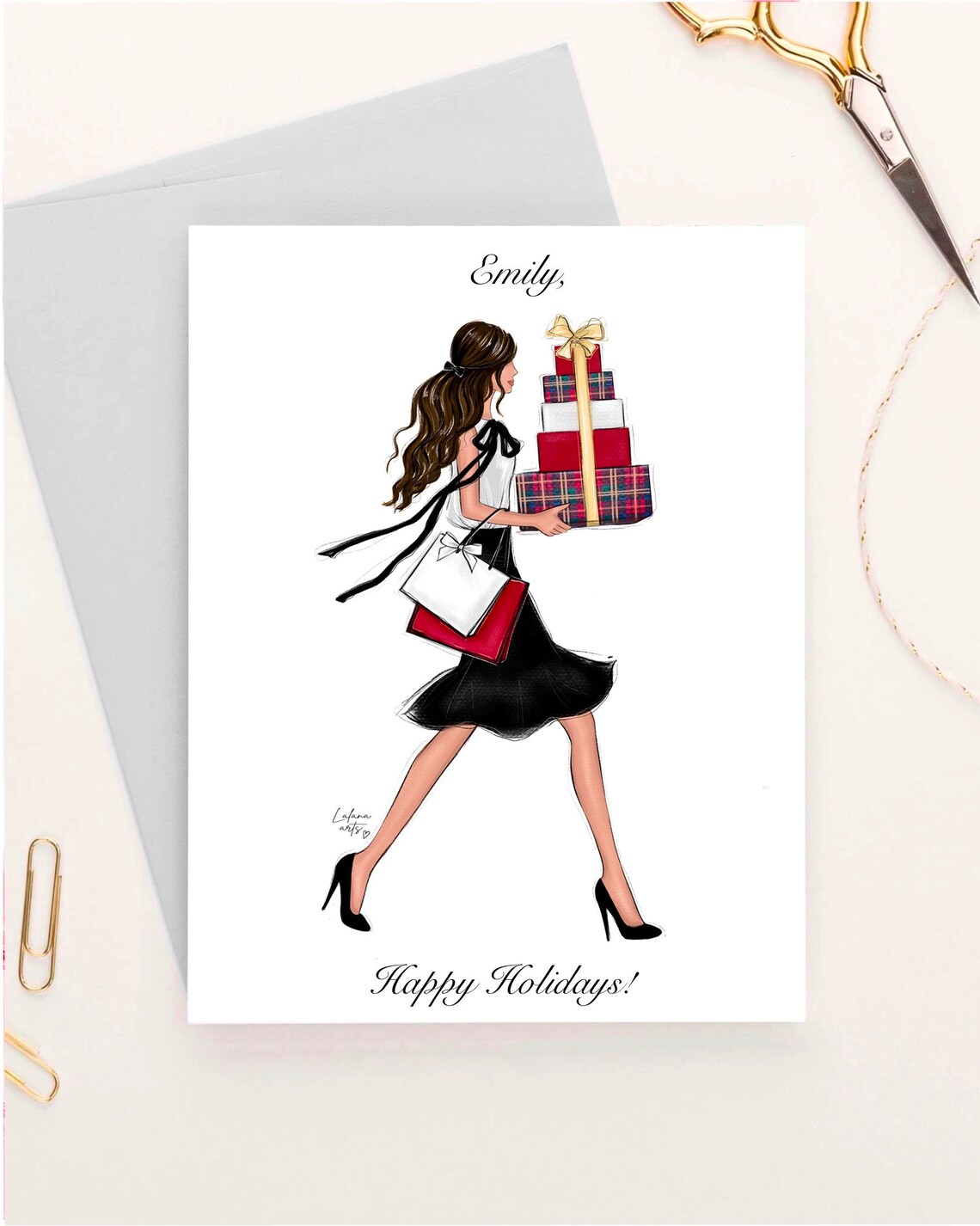 Personalized Fashion Greeting Card, Christmas Postcard For Her - Image 3