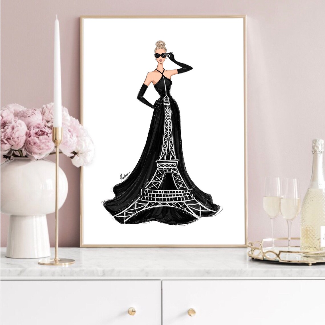 Eiffel Tower Paris Fashion Illustration Art Print - Image 4
