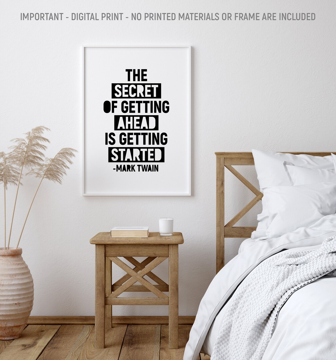Mark Twain The Secret Of Getting Ahead Black Block Quote Poster - Image 2