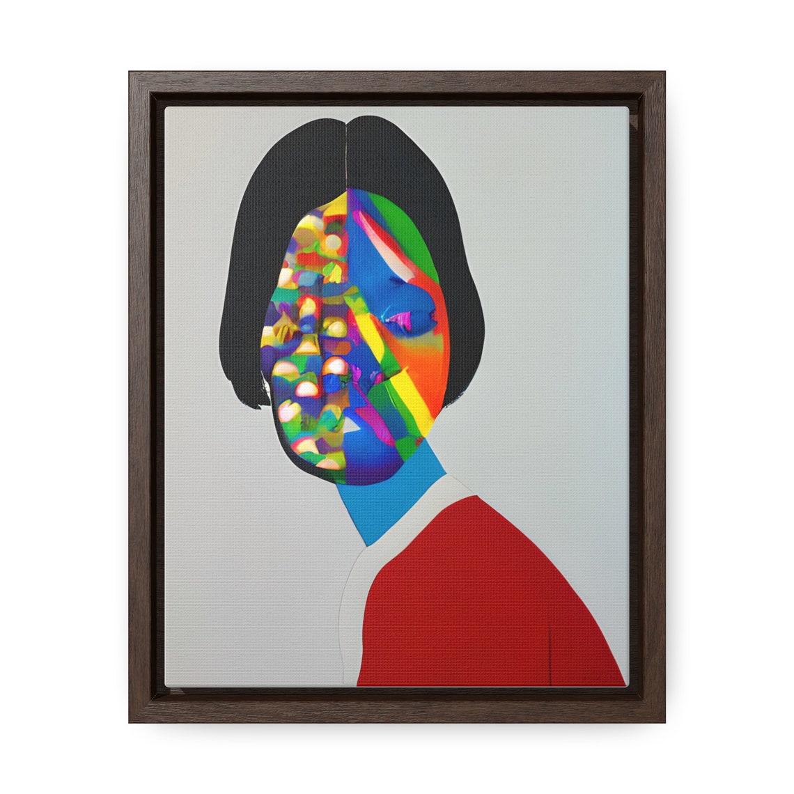 Spellbind Pixel Mosaic Face Woman Black Bob Abstract Portrait Print - Image 3