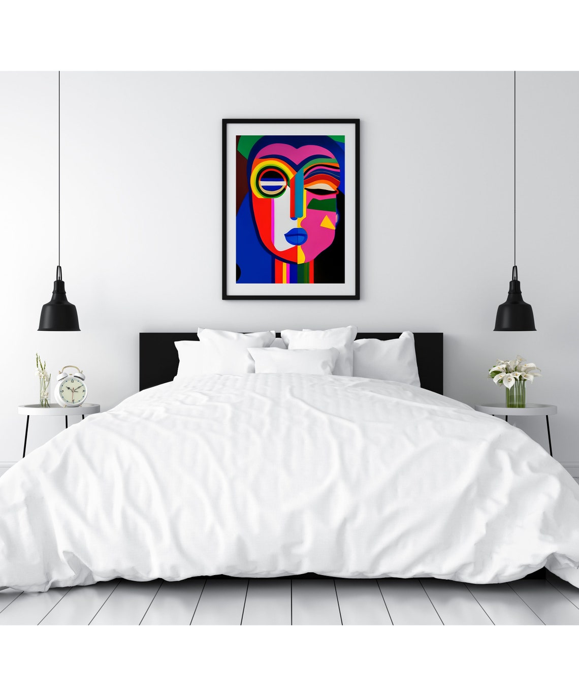 Allure Rainbow Eye Tribal Face Geometric Colorful Abstract Art Print - Image 2