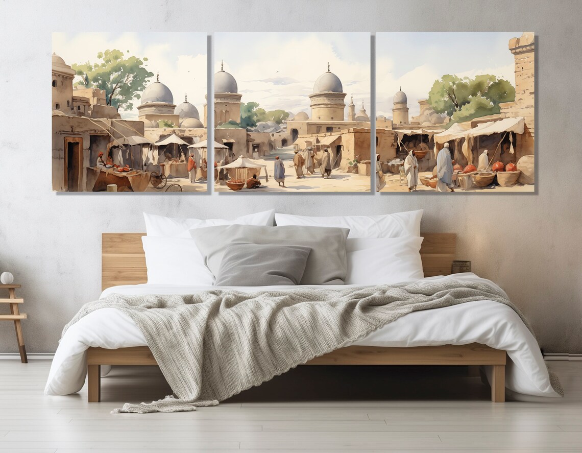 Ancient Oriental Market Domes Street Watercolor Travel Art Poster - Image 4