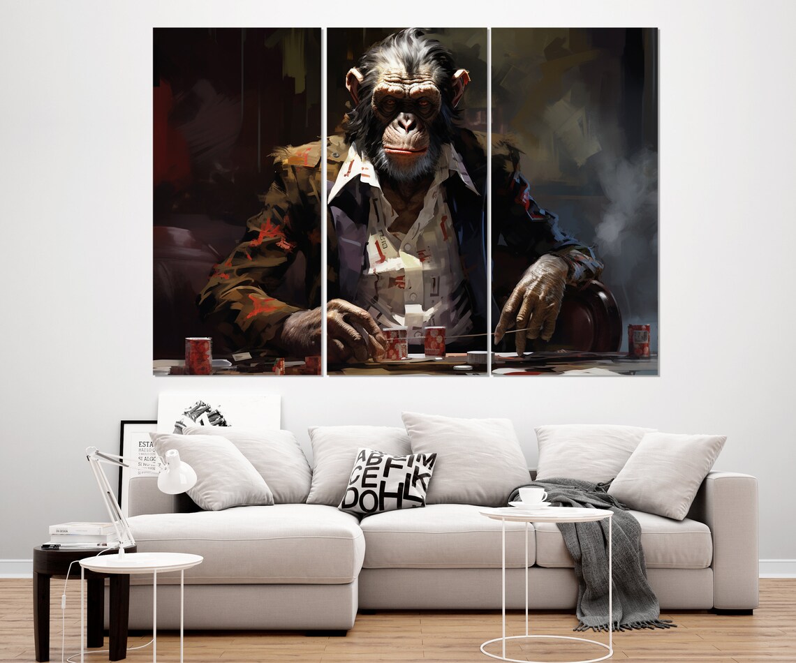 Monkey At Poker Table, Abstract Poker Art Print - Image 3