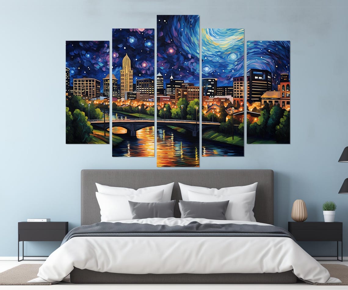 Abstract Huntsville Painting Print Huntsville Wall Art Huntsville Skyline Huntsville Poster Framed Ready To Hang - Image 2