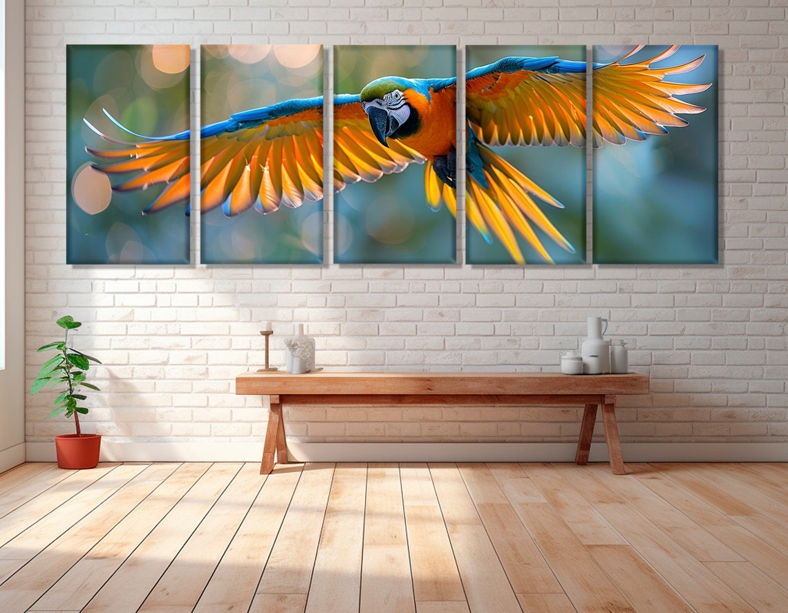 Blue And Gold Macaw In Flight Vibrant Parrot Wildlife Poster - Image 3