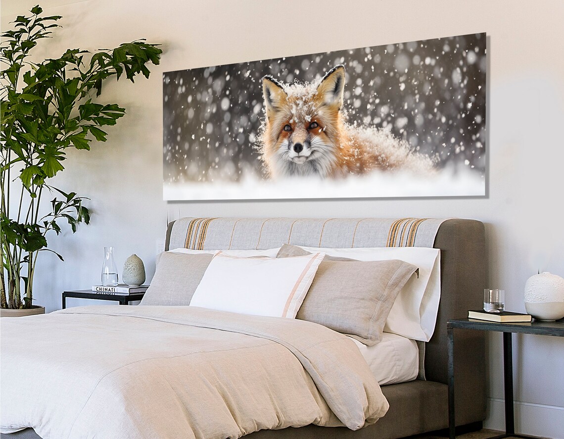 Sly Fox in Snowy Forest, Winter Forest Art Print - Image 4