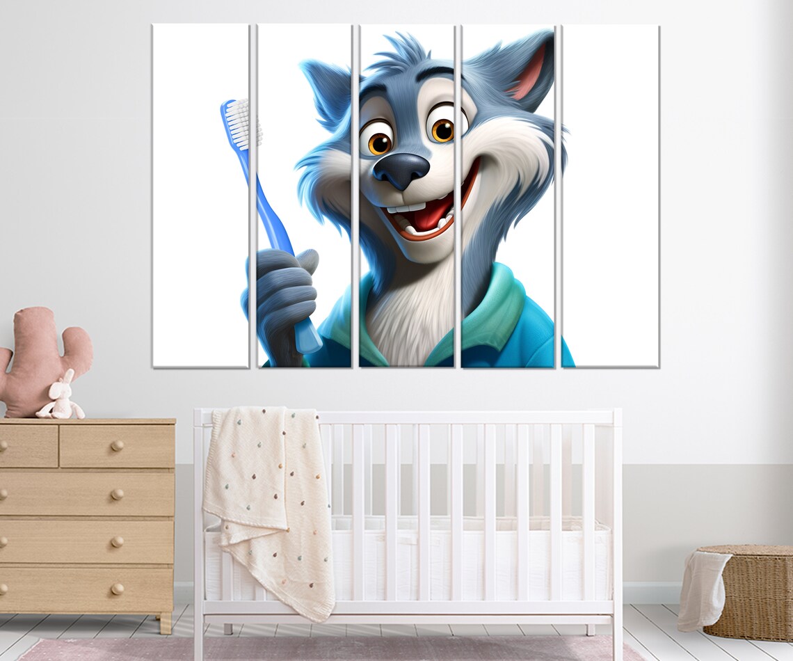 Wolf With a Toothbrush Art Print, Pediatric Dentistry - Image 2