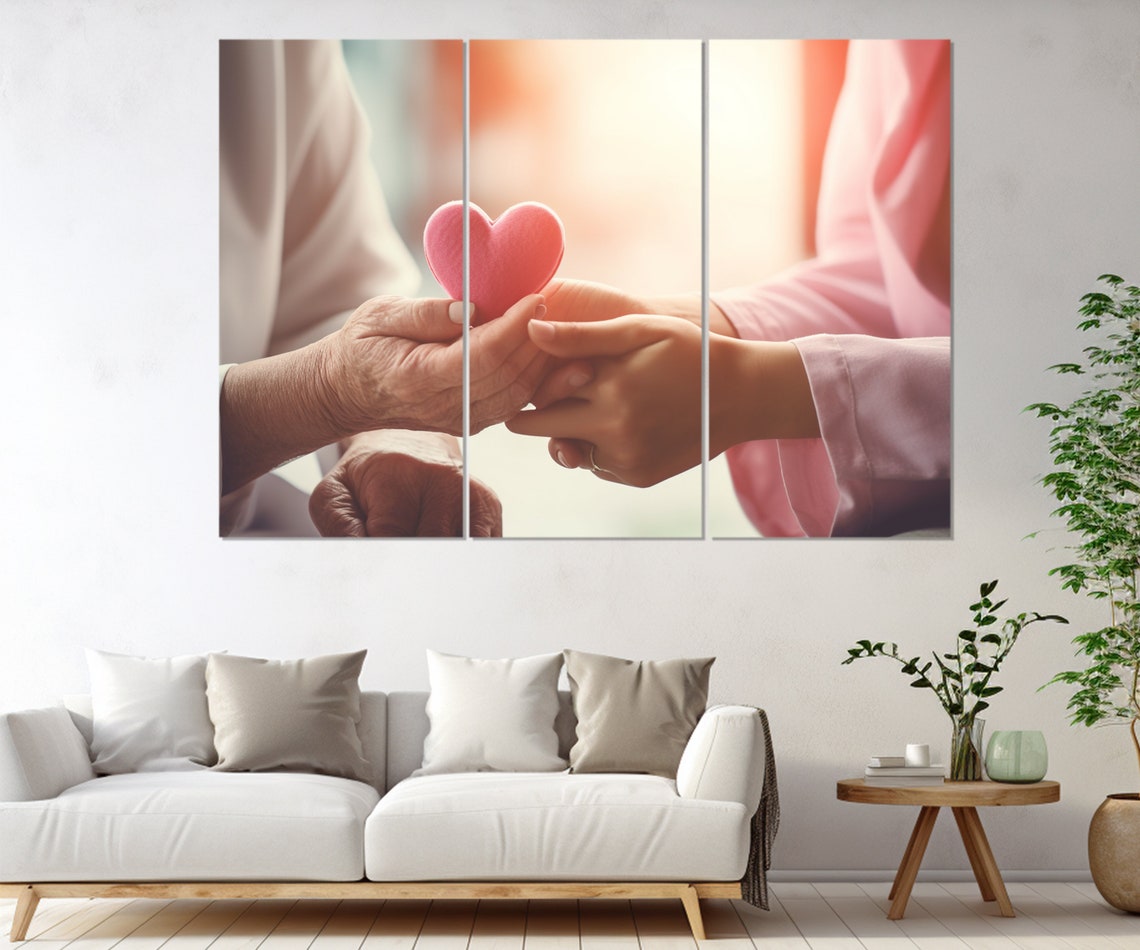Hands Passing Pink Heart Warm Sunlight Cardiology Wall Art Poster - Image 3