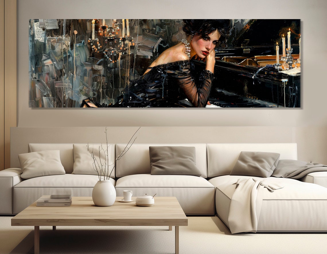 Elegant Woman Painting Print Sexy Woman In Black Dress Playing Piano Print In Giovanni Boldini Style Ready To Hang - Image 3
