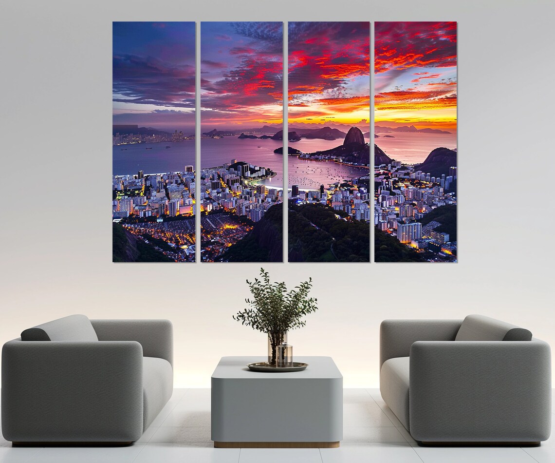 Rio de Janeiro Brazil Sunset Skyline Sugarloaf Mountain Harbor Poster - Image 3