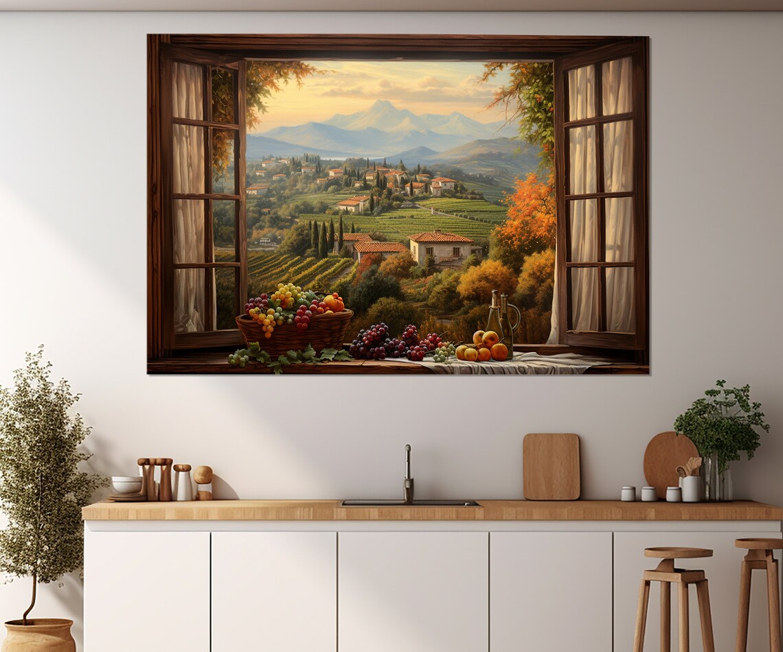 Open Window With Tuscany View, Europe Travel Poster