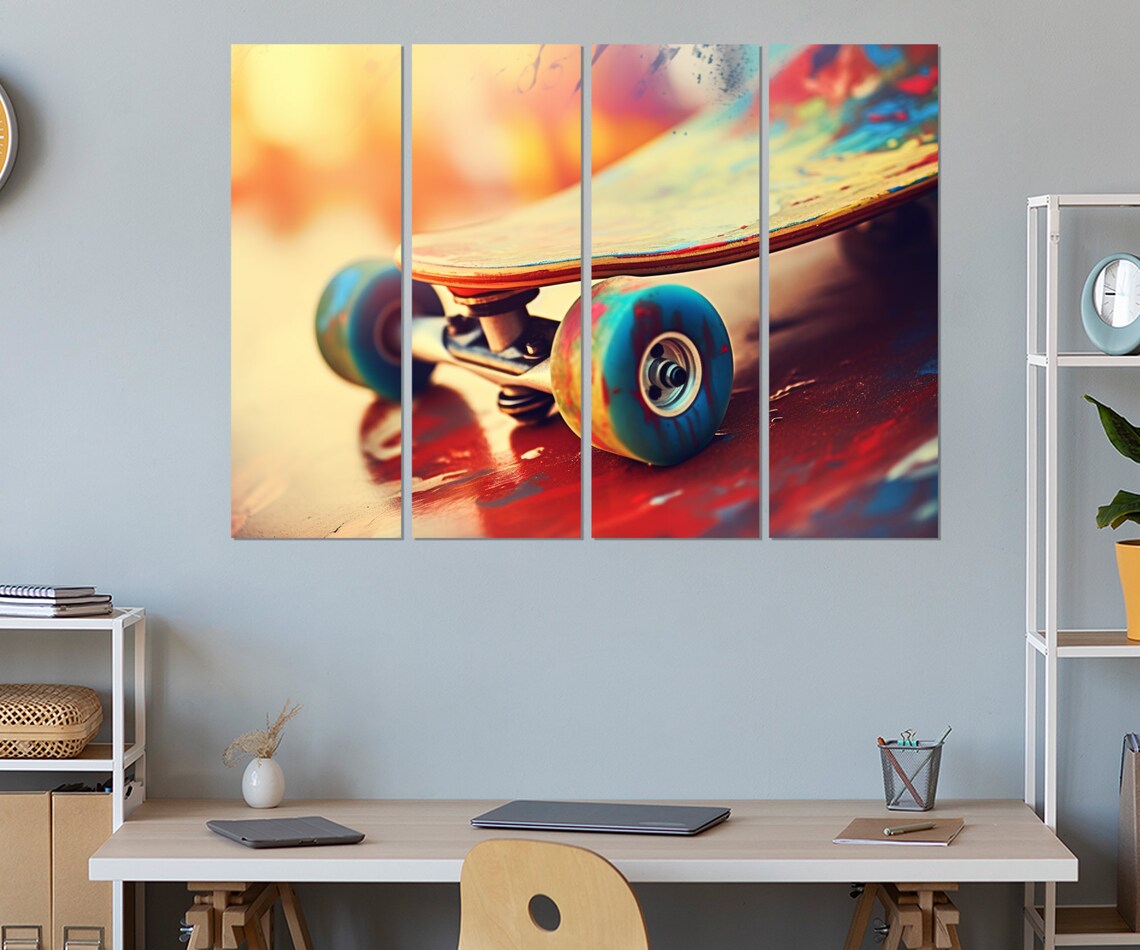 Skateboarding Wall Art Abstract Skateboard Print Skateboarder Gift Skateboard Poster Framed And Ready To Hang - Image 2