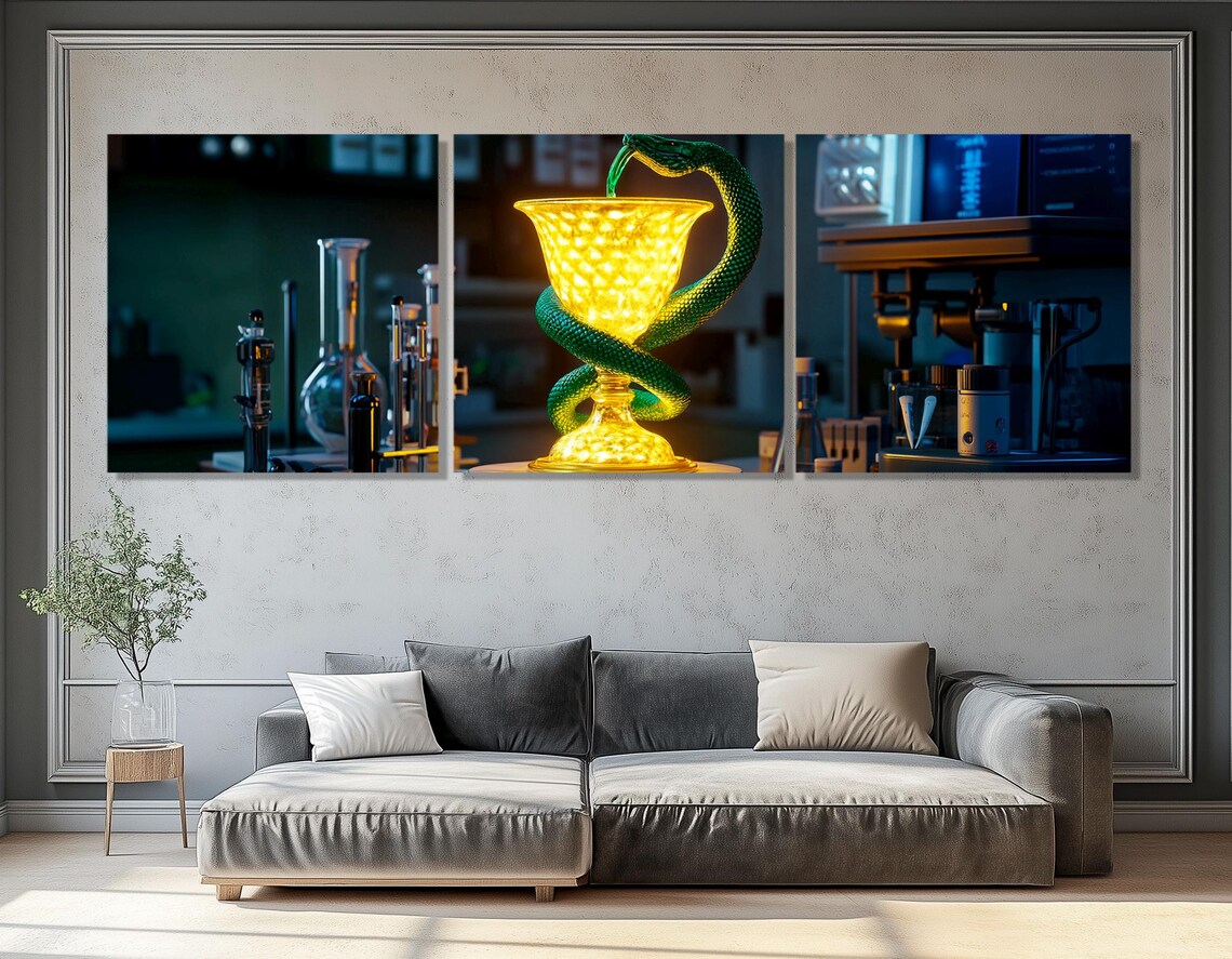 Golden Bowl Of Hygieia Glowing Pharmacy Serpent Chalice Symbol Poster - Image 4