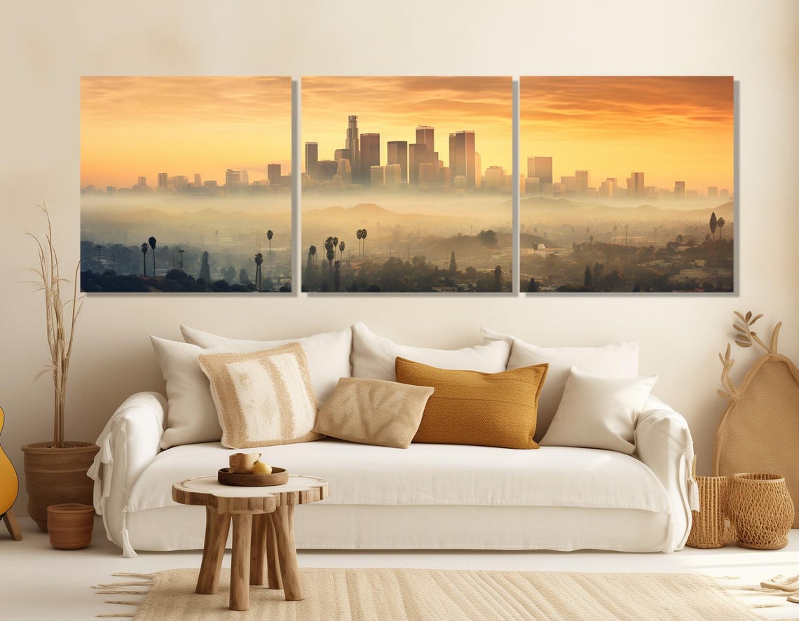 Misty Los Angeles Painting Print Abstract Los Angeles Wall Art Foggy Los Angeles Print Los Angeles Poster Framed Ready To Hang - Image 4