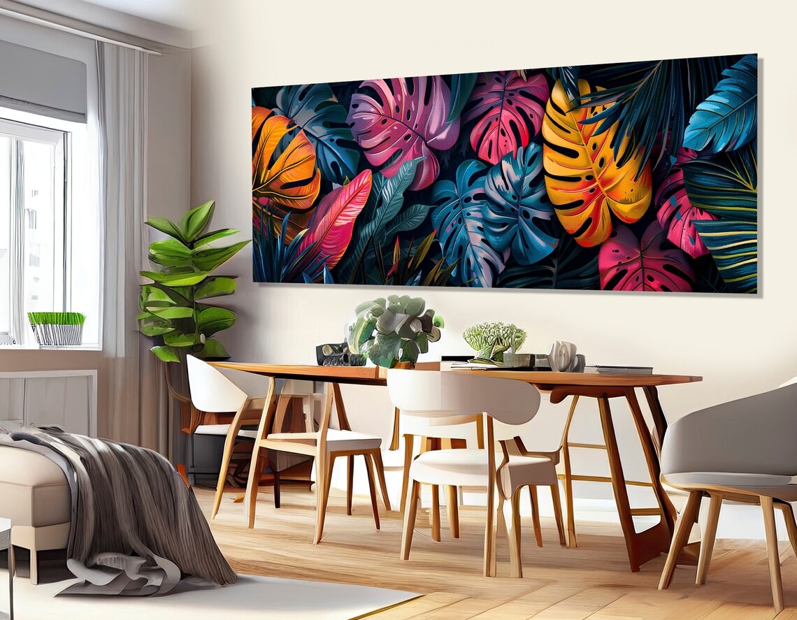 Colorful Tropical Leaves Abstract Tropical Leaf Art Print - Image 2