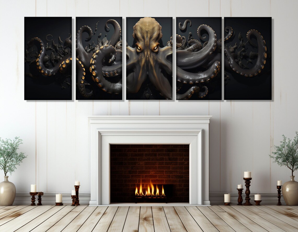 Abstract Octopus Art Print, Modern Underwater Decor - Image 2