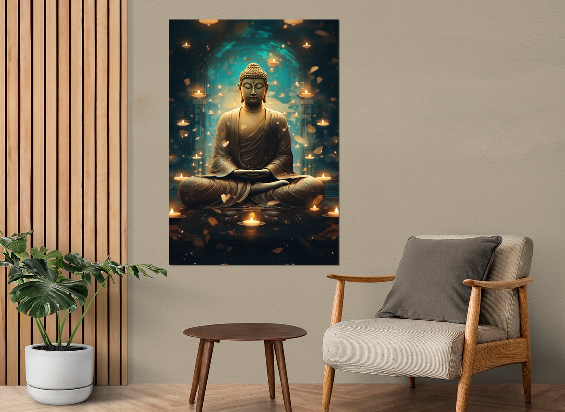 Buddha Print Buddhist Wall Art Buddha Painting Buddhist Gift Framed And Ready To Hang - Image 3