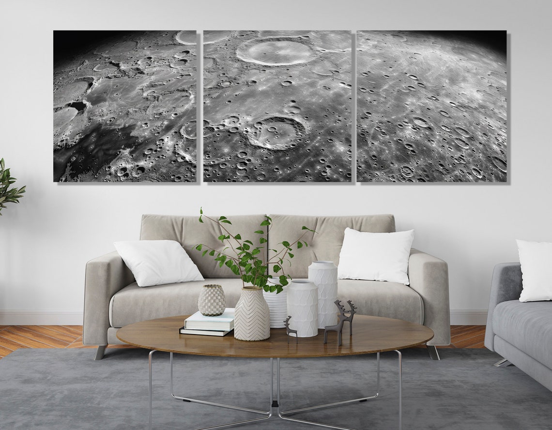Moon Craters Close Up Black White Lunar Surface Astronomy Wall Poster - Image 4