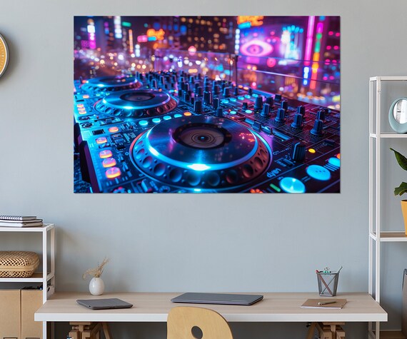 Dj Mixer Print Night Club Wall Decor Dj Gift Dj Mixer Painting Disco Wall Decor Night Club Wall Art Framed And Ready To Hang