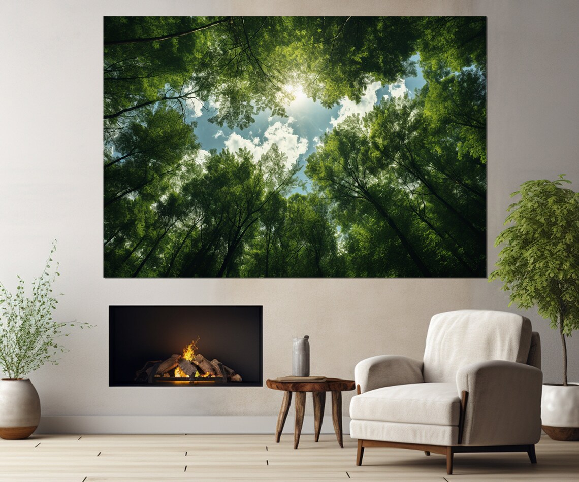 Forest Print Abstract Forest Wall Art Green Trees Print Framed And Ready To Hang