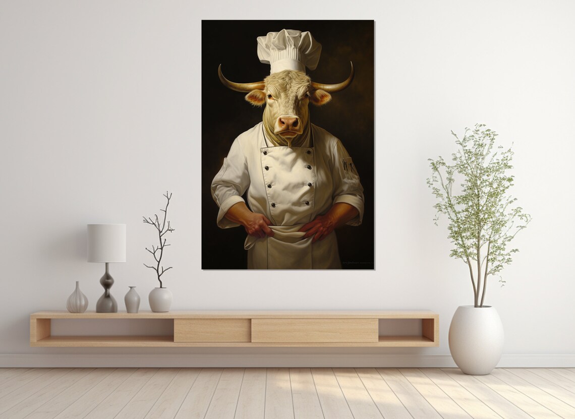 Abstract Bull Chef, Modern Restaurant Art Print - Image 2
