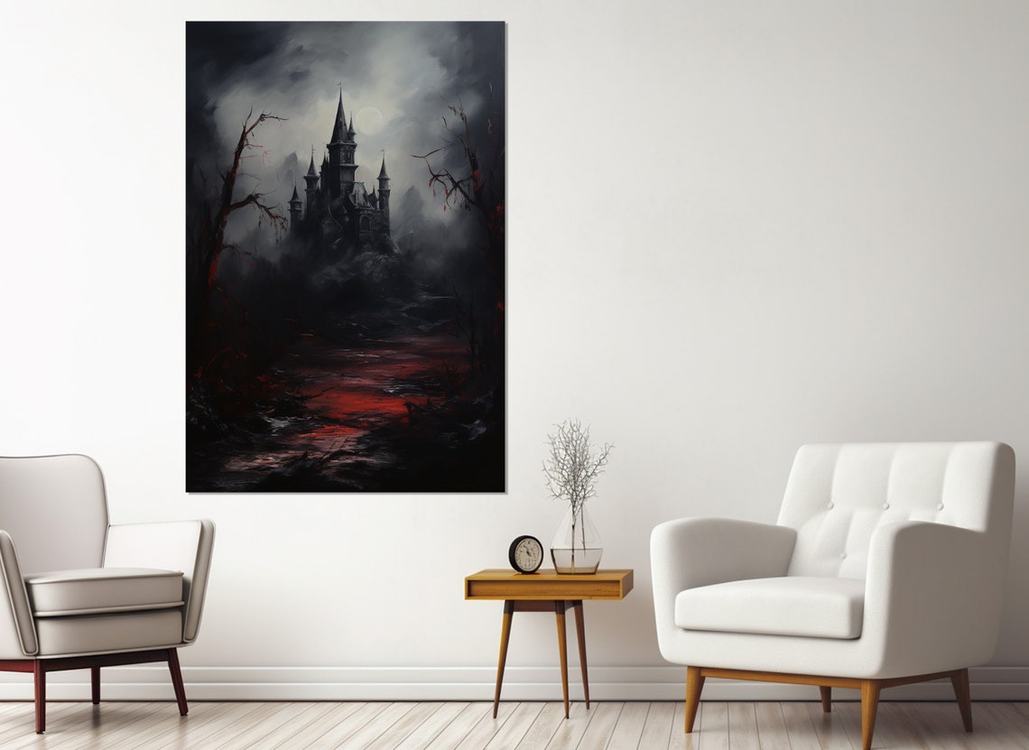 Dracula Castle Painting Print Bran Castle Painting Romania Wall Art Framed Wall Art