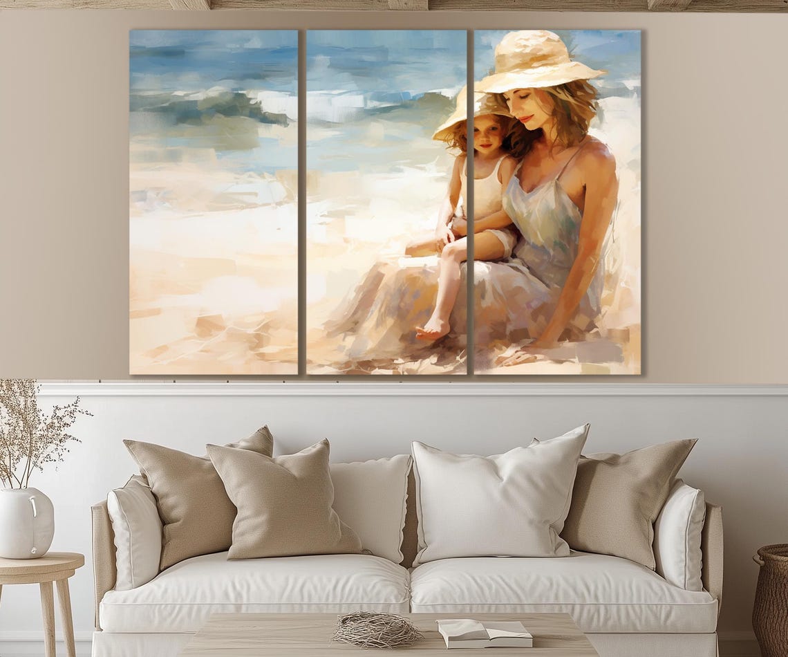 Mother And Daughter Abstract Painting Print Family Painting Family Wall Art Maternity House Decor Framed And Ready To Hang - Image 4