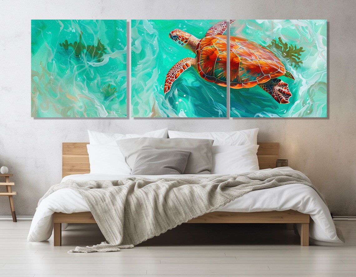Sea Turtle Swimming in Turquoise Water Art Print - Image 4