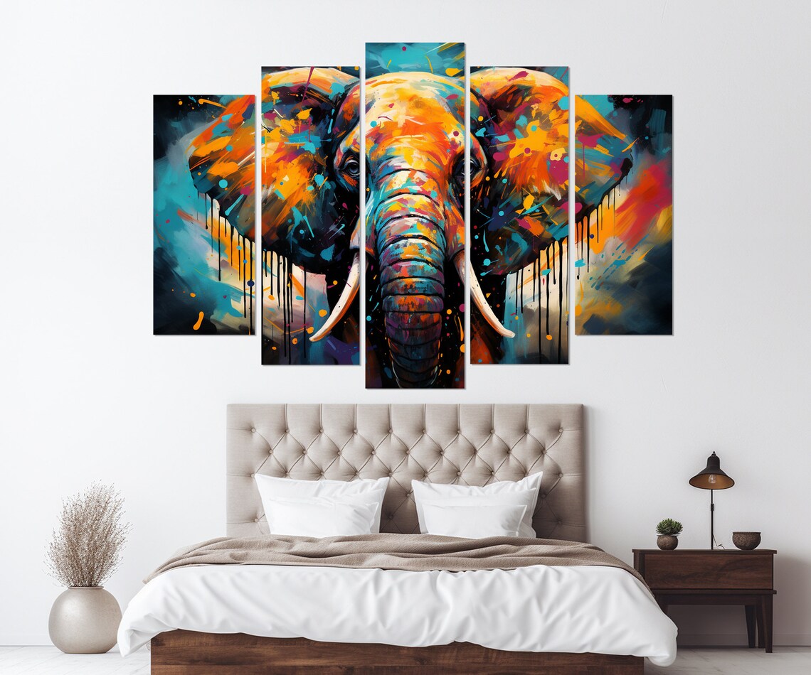 Colorful Elephant Pop Art Portrait With Paint Splashes Poster - Image 3