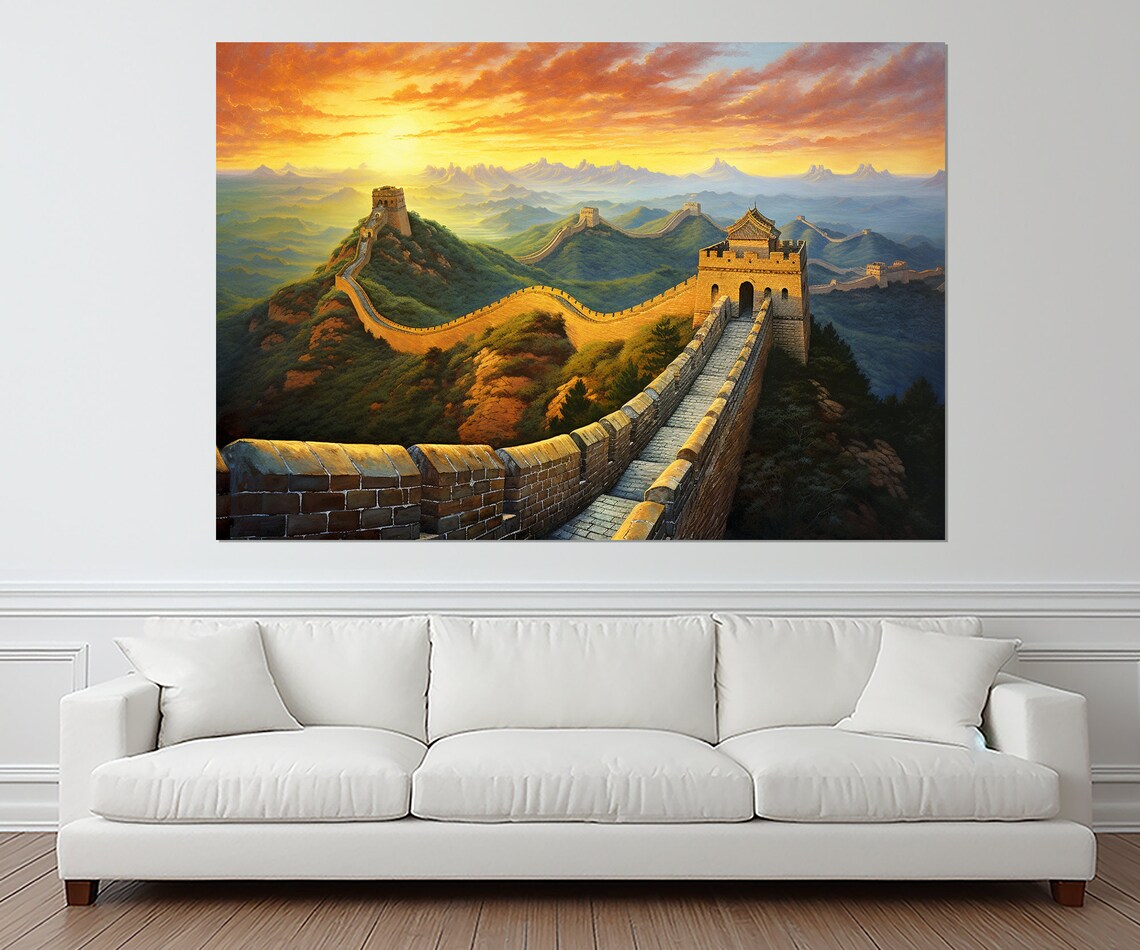 Great Wall Of China Golden Sunset Watchtowers Winding Ramparts Poster